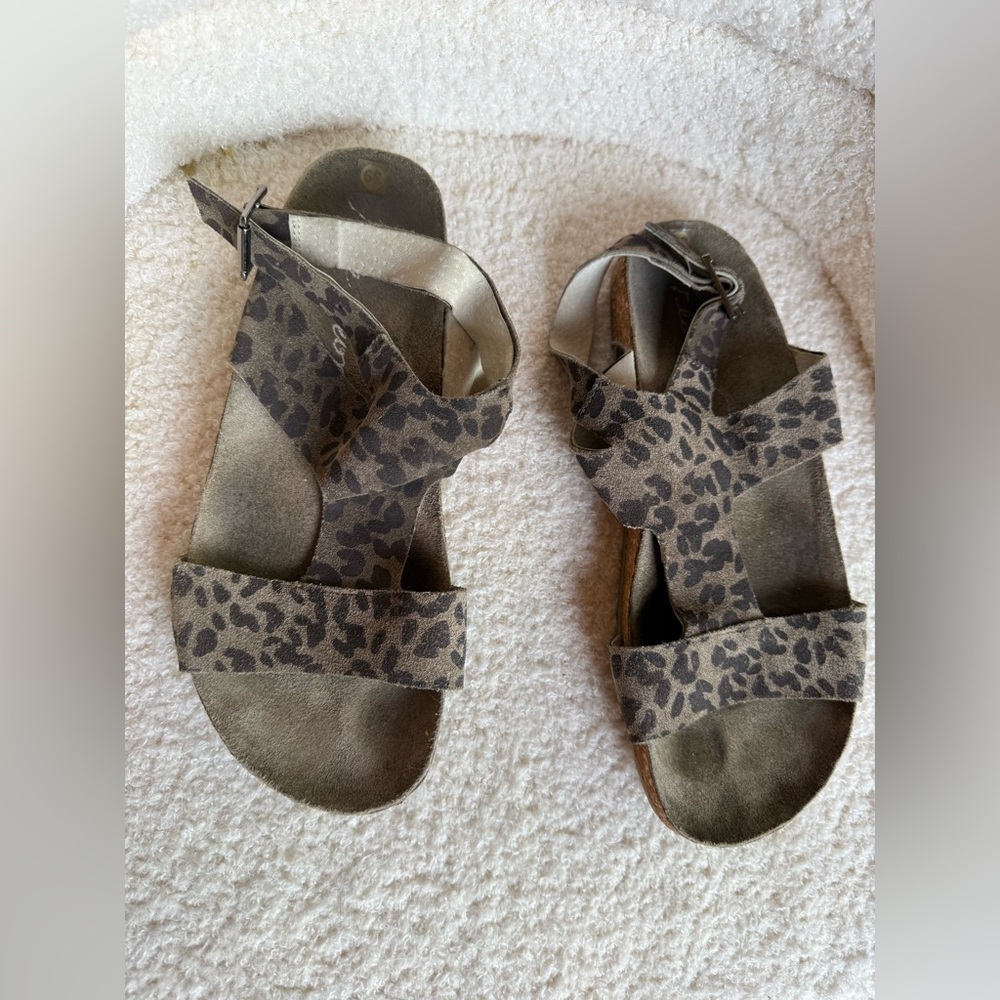 Free People leopard print suede sandals